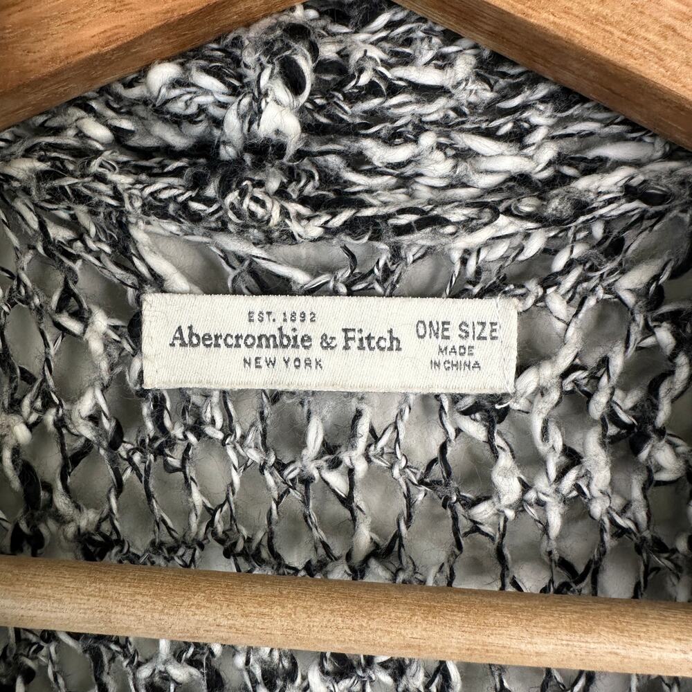 Abercrombie & Fitch Open Front Cardigan Marled Boucle Open Knit Oversized OS - Picture 6 of 9